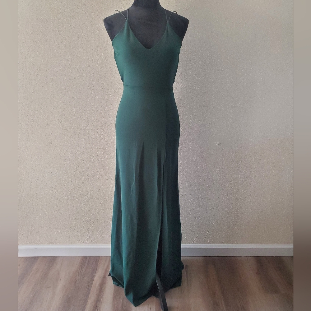 B. Smart Emerald Green Elegant Date Night Prom Open Back Dress Size S